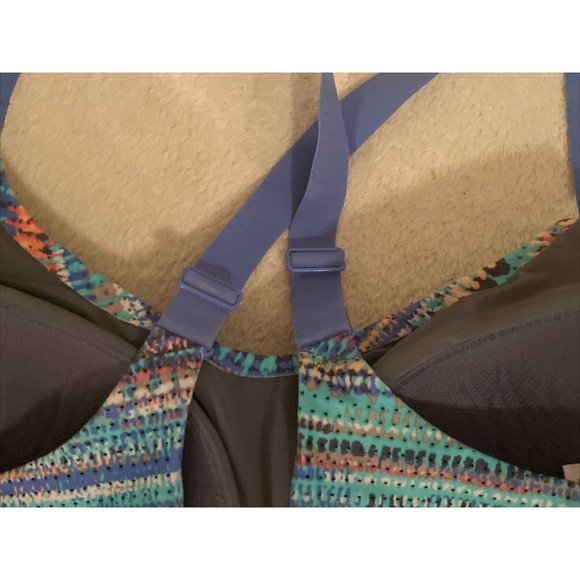 Victoria's Secret Victoria Sport Sports Bra Blue Stripe Racerback 34D Athletic - Picture 7 of 7